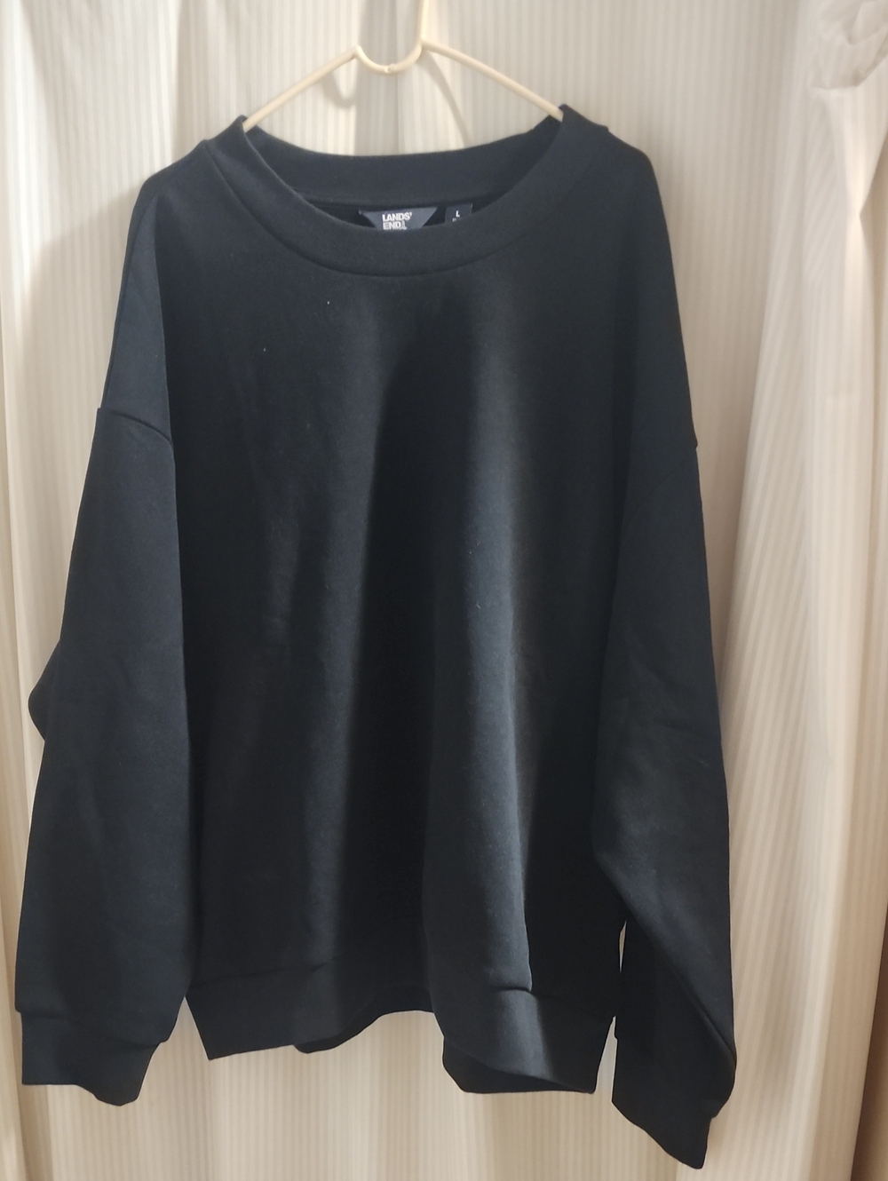 Lands' End Womens Black Crewneck Pullover Sweatshirt